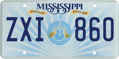 MS license plate ZXI860