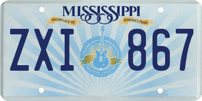 MS license plate ZXI867