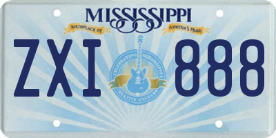 MS license plate ZXI888