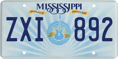 MS license plate ZXI892