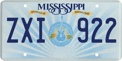 MS license plate ZXI922