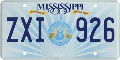 MS license plate ZXI926
