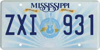 MS license plate ZXI931