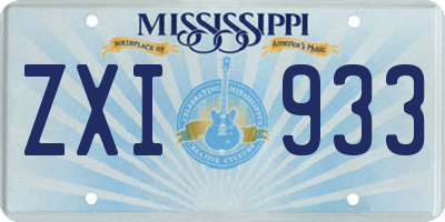 MS license plate ZXI933