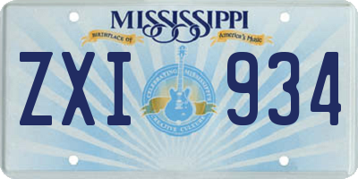 MS license plate ZXI934