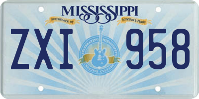 MS license plate ZXI958