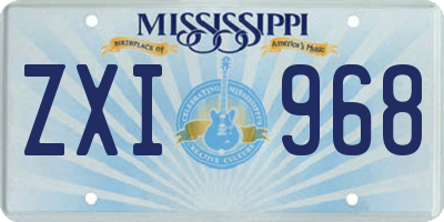 MS license plate ZXI968