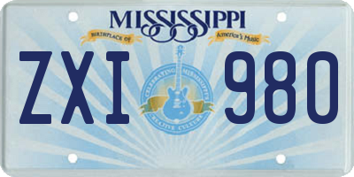 MS license plate ZXI980