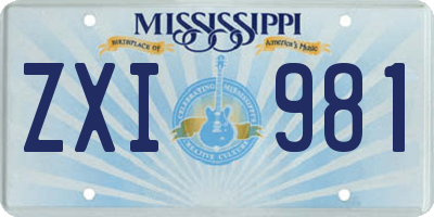 MS license plate ZXI981