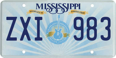 MS license plate ZXI983