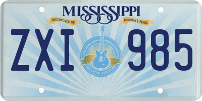 MS license plate ZXI985