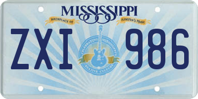 MS license plate ZXI986