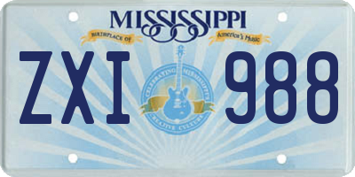 MS license plate ZXI988
