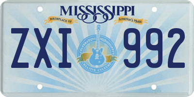 MS license plate ZXI992