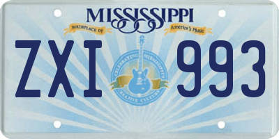 MS license plate ZXI993