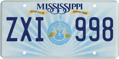 MS license plate ZXI998
