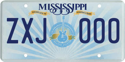 MS license plate ZXJ000