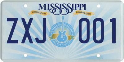 MS license plate ZXJ001
