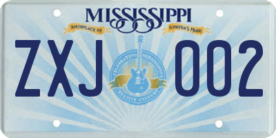 MS license plate ZXJ002