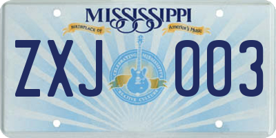 MS license plate ZXJ003