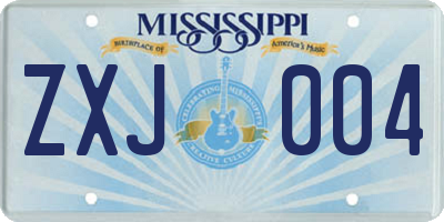 MS license plate ZXJ004