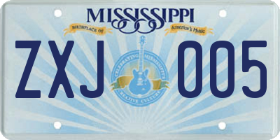 MS license plate ZXJ005