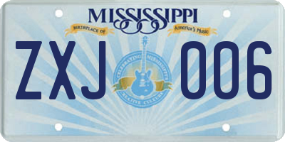 MS license plate ZXJ006