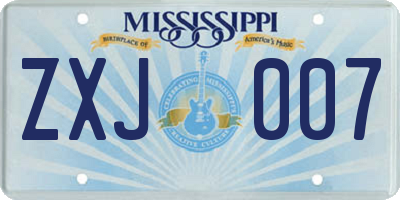 MS license plate ZXJ007