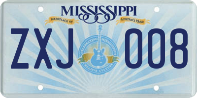 MS license plate ZXJ008