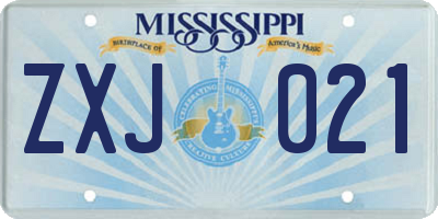 MS license plate ZXJ021