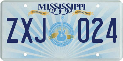 MS license plate ZXJ024
