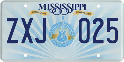MS license plate ZXJ025