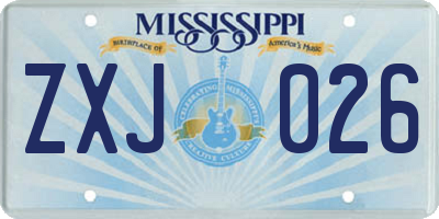 MS license plate ZXJ026