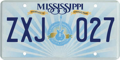 MS license plate ZXJ027