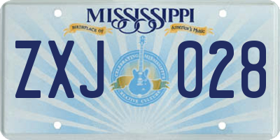 MS license plate ZXJ028