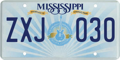MS license plate ZXJ030