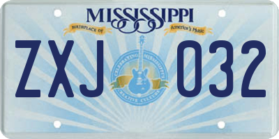 MS license plate ZXJ032