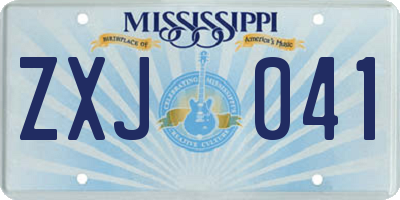 MS license plate ZXJ041