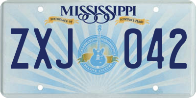 MS license plate ZXJ042