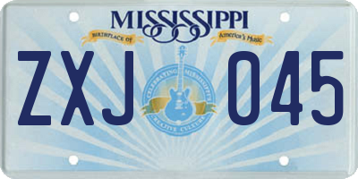 MS license plate ZXJ045