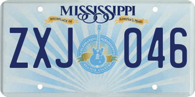 MS license plate ZXJ046