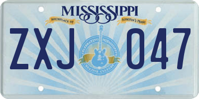 MS license plate ZXJ047