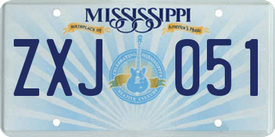 MS license plate ZXJ051