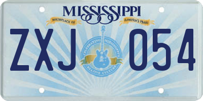 MS license plate ZXJ054