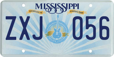 MS license plate ZXJ056