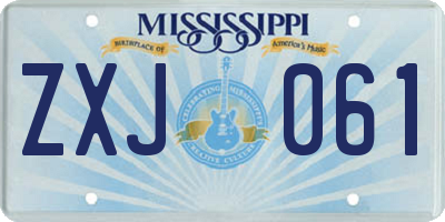 MS license plate ZXJ061