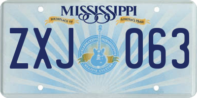 MS license plate ZXJ063