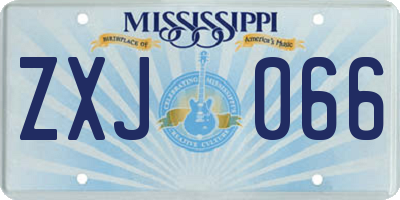 MS license plate ZXJ066