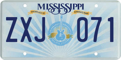 MS license plate ZXJ071