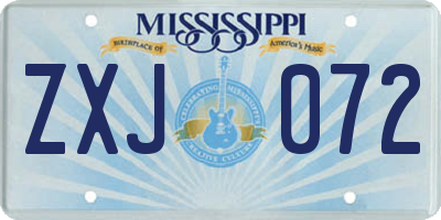 MS license plate ZXJ072
